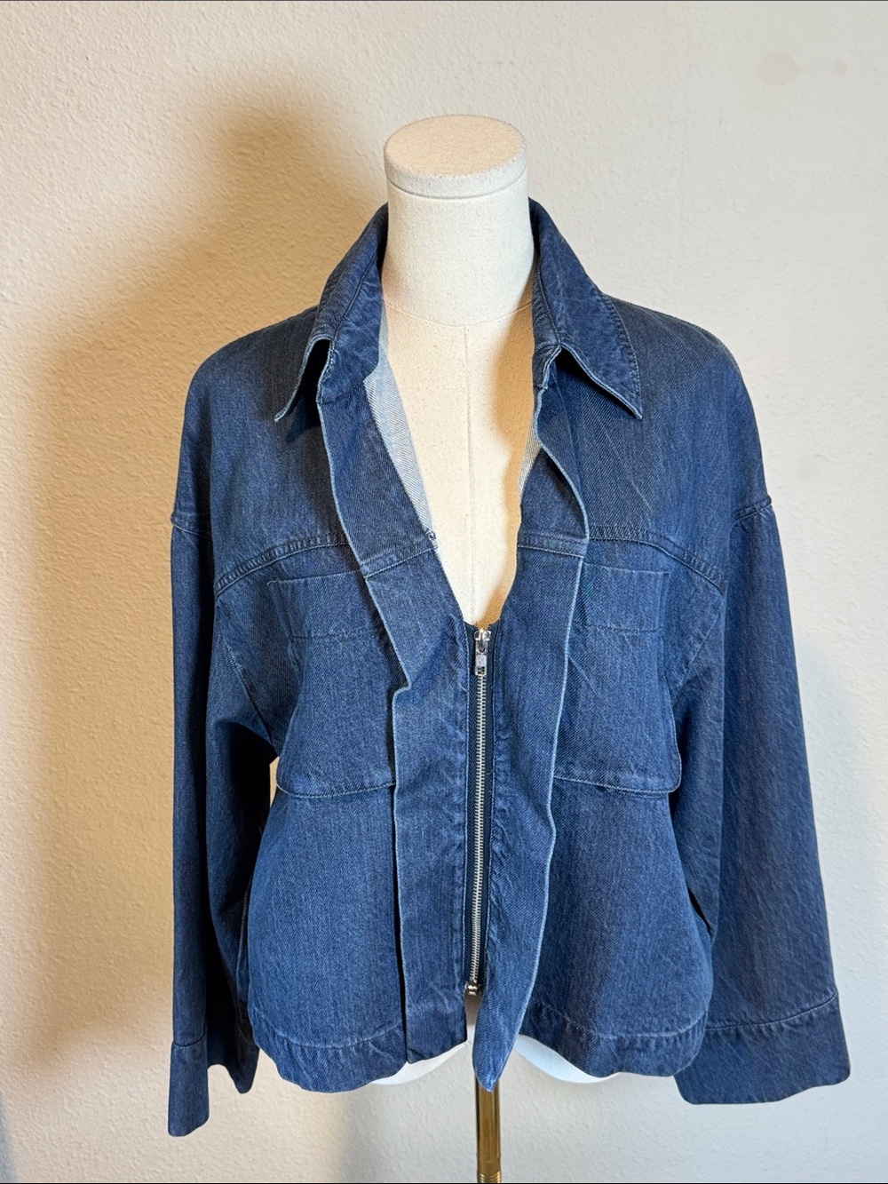 Kourbela Denim Zip-Front Jacket size Medium
